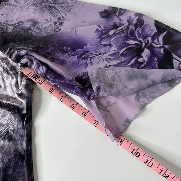 Level Eight Plus Purple Floral Velvet Top Sz 2X? Embellished Witchy Fairy Grunge - Picture 11 of 16